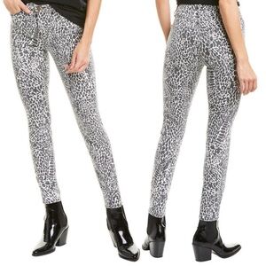 Frame Denim Womens Black White Noir Multi Animal Print Le High Skinny Jeans